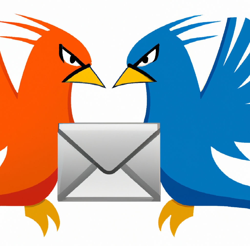 DALL·E 2023 09 07 06.26.01 Thunderbird and Outlook email programs fighting each other