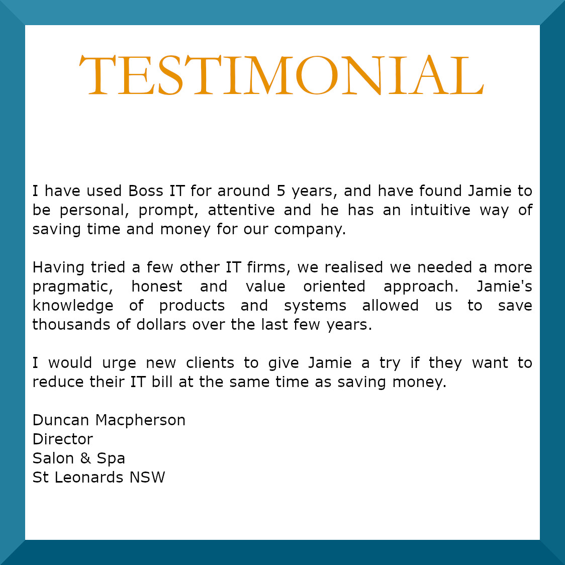 Testimonial SalonSpa